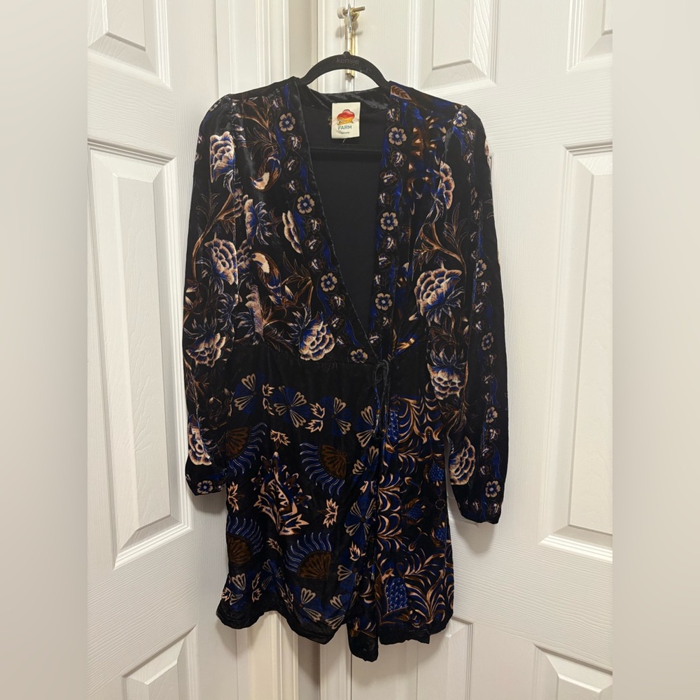 Farm Rio Arabesque Velvet Mix Scarves Mini Dress - Picture 4 of 8